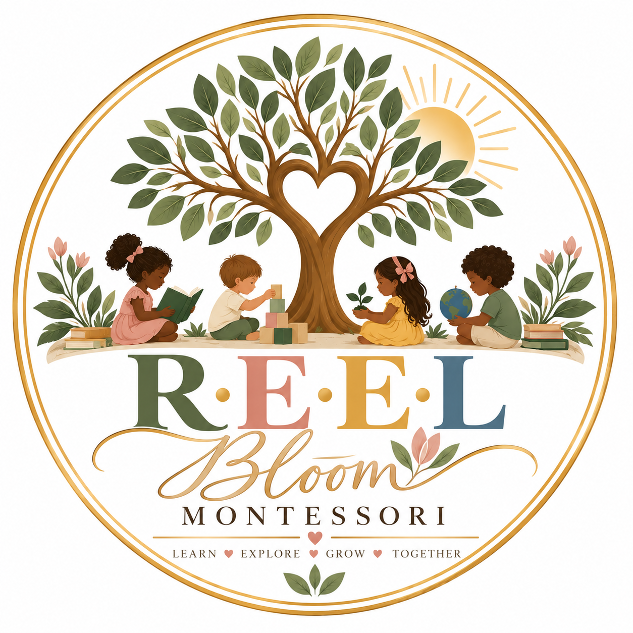 R.E.E.L Bloom Montessori logo